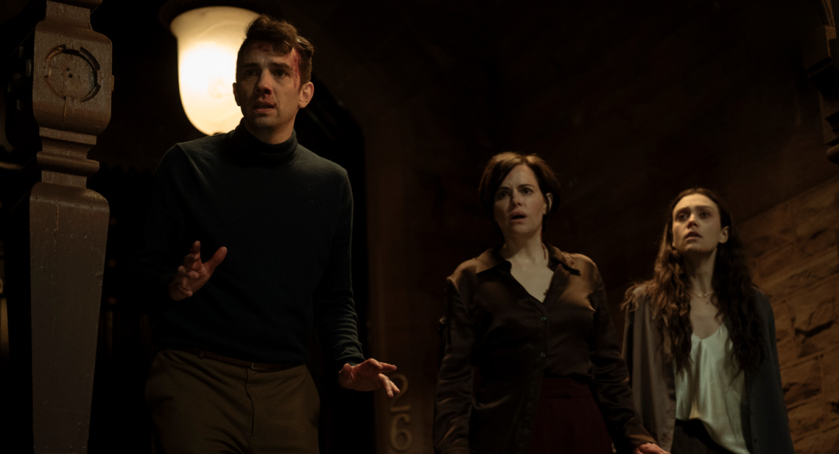 Jay Baruchel, Emily Hampshire, and Alanna Bale in Caitlin Cronenberg's 'Humane.'