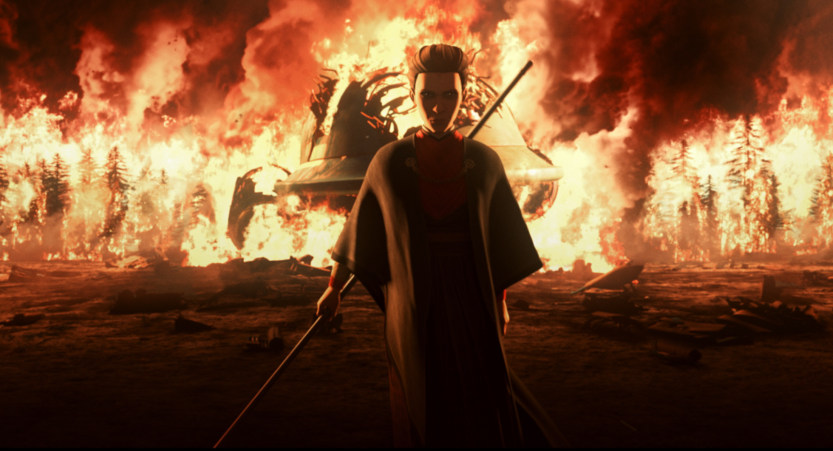 Morgan Elsbeth in a scene from 'Star Wars: Tales of the Empire', exclusively on Disney+.