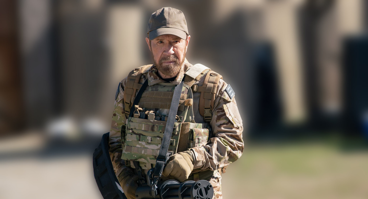 Chuck Norris as Alastair in the action, sci-fi film, 'Agent Recon', a Quiver Distribution release.