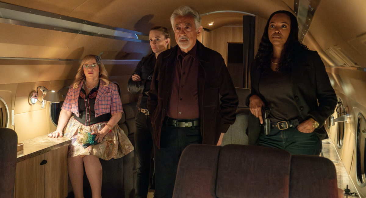 Kirsten Vangsness as Penelope Garcia, A.J. Cook as Jennifer ‘JJ’ Jareau, Joe Mantegna as David Rossi and Aisha Tyler as Dr. Tara Lewis in 'Criminal Minds: Evolution' season 2, streaming on Paramount+, 2024.