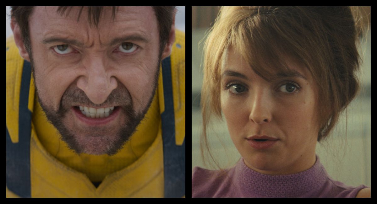 (Left) Hugh Jackman as Wolverine/Logan in 20th Century Studios/Marvel Studios' 'Deadpool and Wolverine. Photo courtesy of 20th Century Studios/Marvel Studios. © 2024 20th Century Studios / © and ™ 2024 MARVEL. (Right) Jodie Comer as Kathy in 20th Century Studios' 'The Bikeriders'. Photo courtesy of 20th Century Studios. © 2023 20th Century Studios. All Rights Reserved.