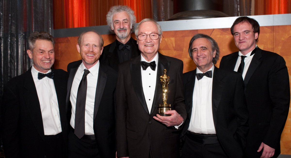 The Academy of Motion Picture Arts and Science's Board of Governors posed for a group photo following the 2009 Governors Awards in the Grand Ballroom at Hollywood & Highland in Hollywood, CA, Saturday, November 14. Pictured here following the ceremony (L to R) Oscar¨-winning director Jonathan Demme, two time Oscar-winning director Ron Howard, director Allan Arkush, Honorary Award recipient Roger Corman, director Joe Dante and Oscar-winning writer/director Quentin Tarantino. Credit/Provider: Todd Wawrychuk / ©A.M.P.A.