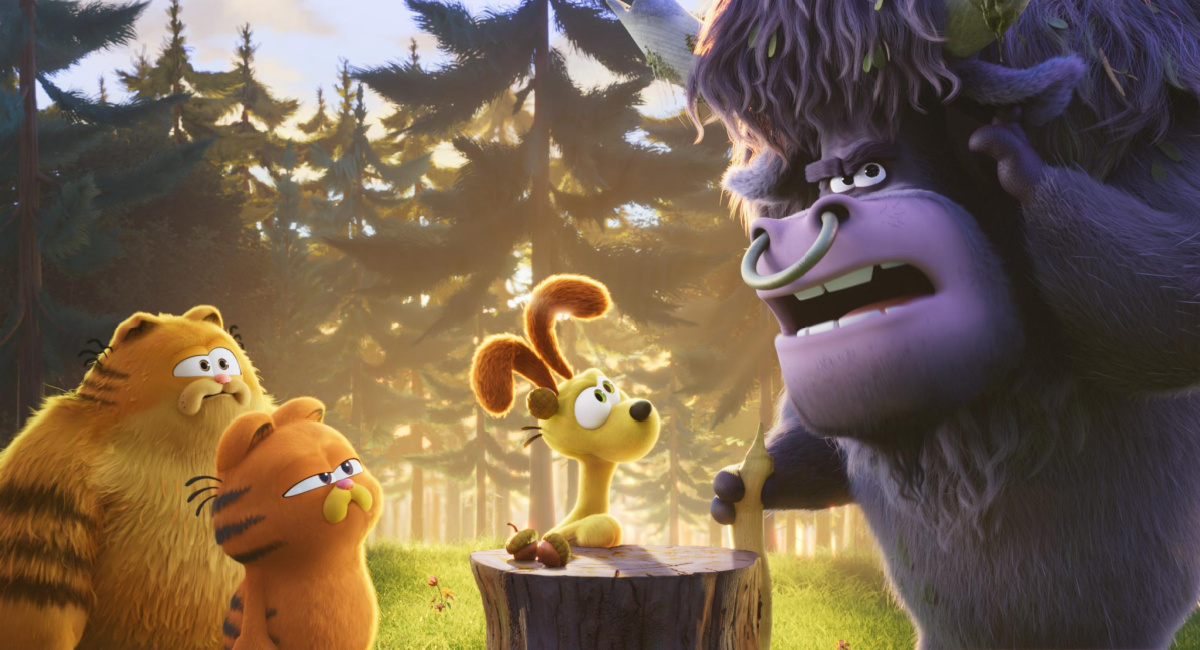 Vic, Garfield, Odie and Otto in 'The Garfield Movie'.