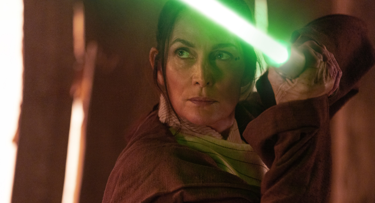 Jedi Master Indara (Carrie-Anne Moss) in Lucasfilm's 'The Acolyte', exclusively on Disney+.
