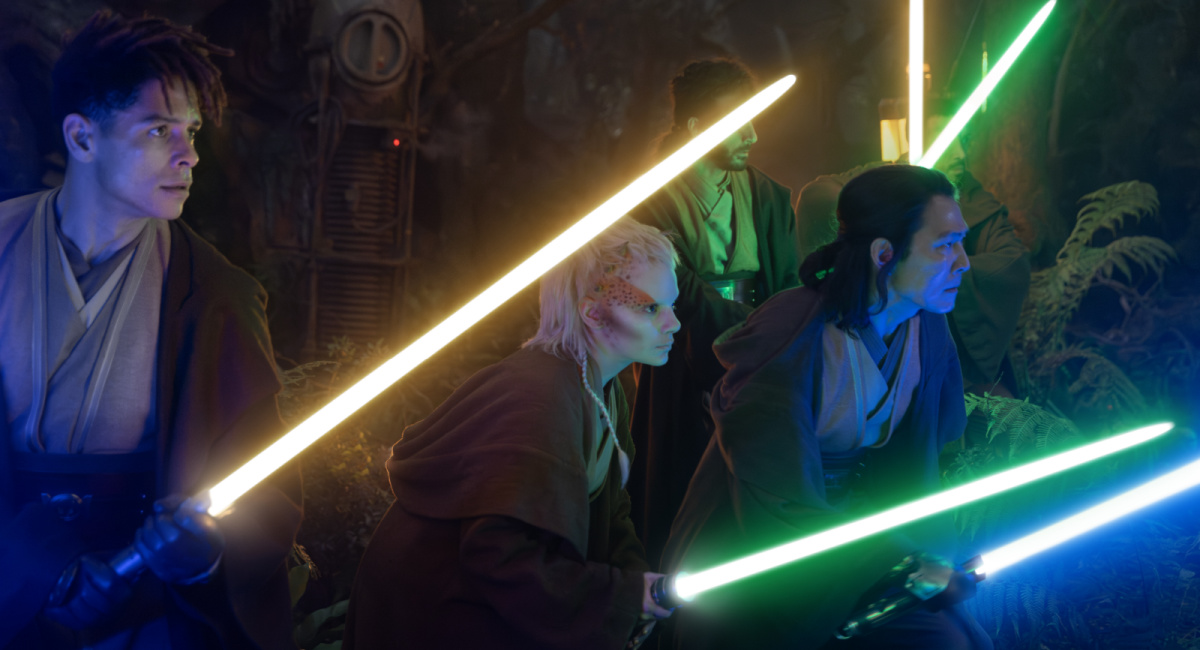Yord Fandar (Charlie Barnett), Jedi Padawan Jecki Lon (Dafne Keen) and Master Sol (Lee Jung-jae) in Lucasfilm's 'The Acolyte', exclusively on Disney+.