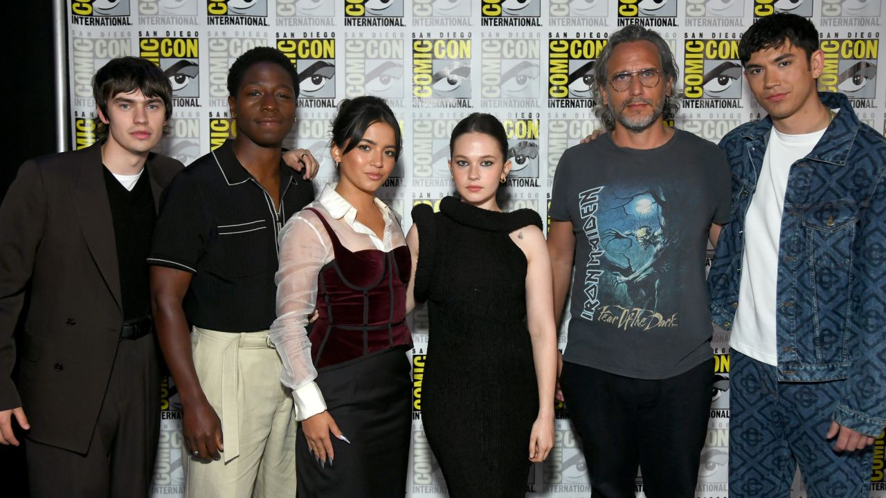 Spike Fearn, David Jonsson, Isabela Merced, Cailee Spaeny, director Fede Álvarez and Archie Renaux at the San Diego Comic-Con 2024 'Alien: Romulus' panel.