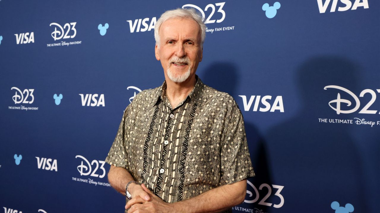 Director James Cameron at D23 2024 presenting 'Avatar: Fire and Ash'. Photo: Disney.