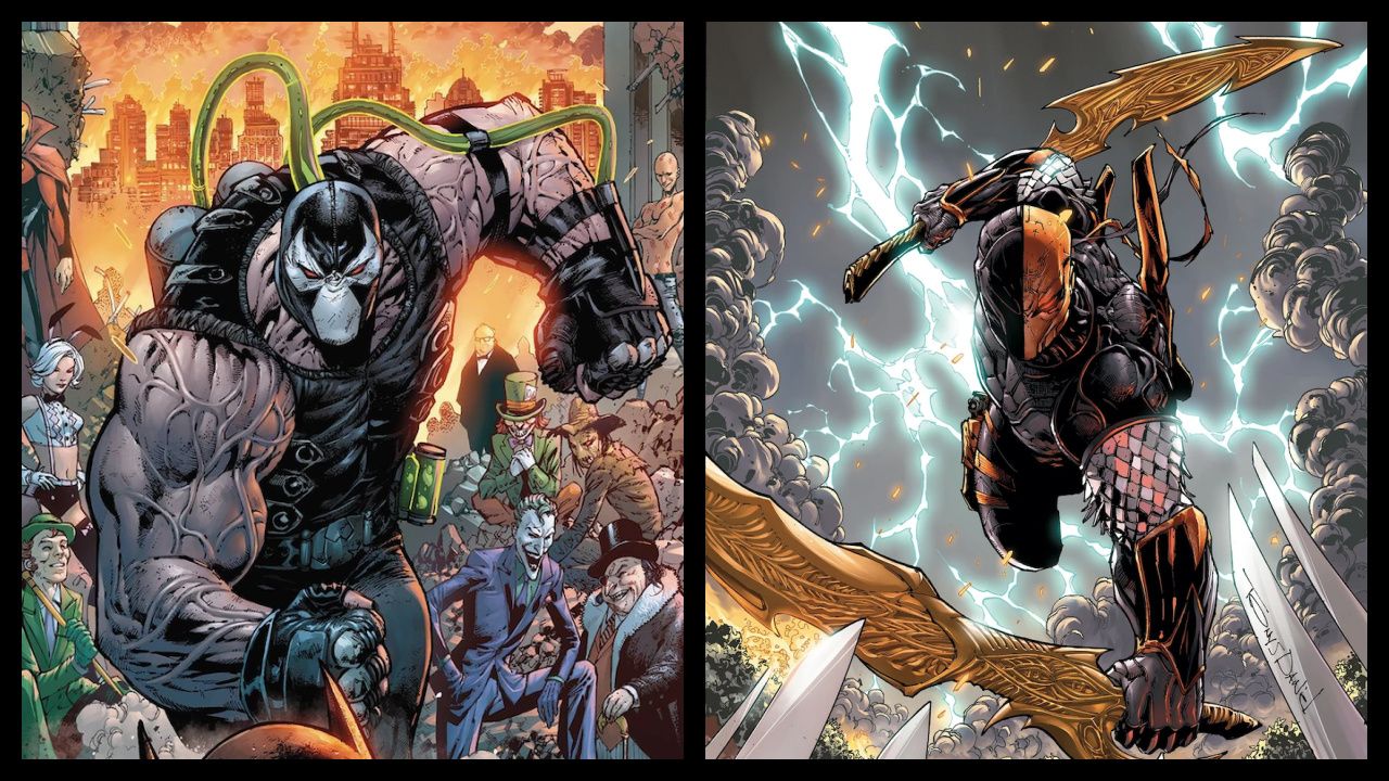 (Left) Bane from DC Comics. Photo: DC Comics. (Right) Deathstroke from DC Comics. Photo: DC Comics.