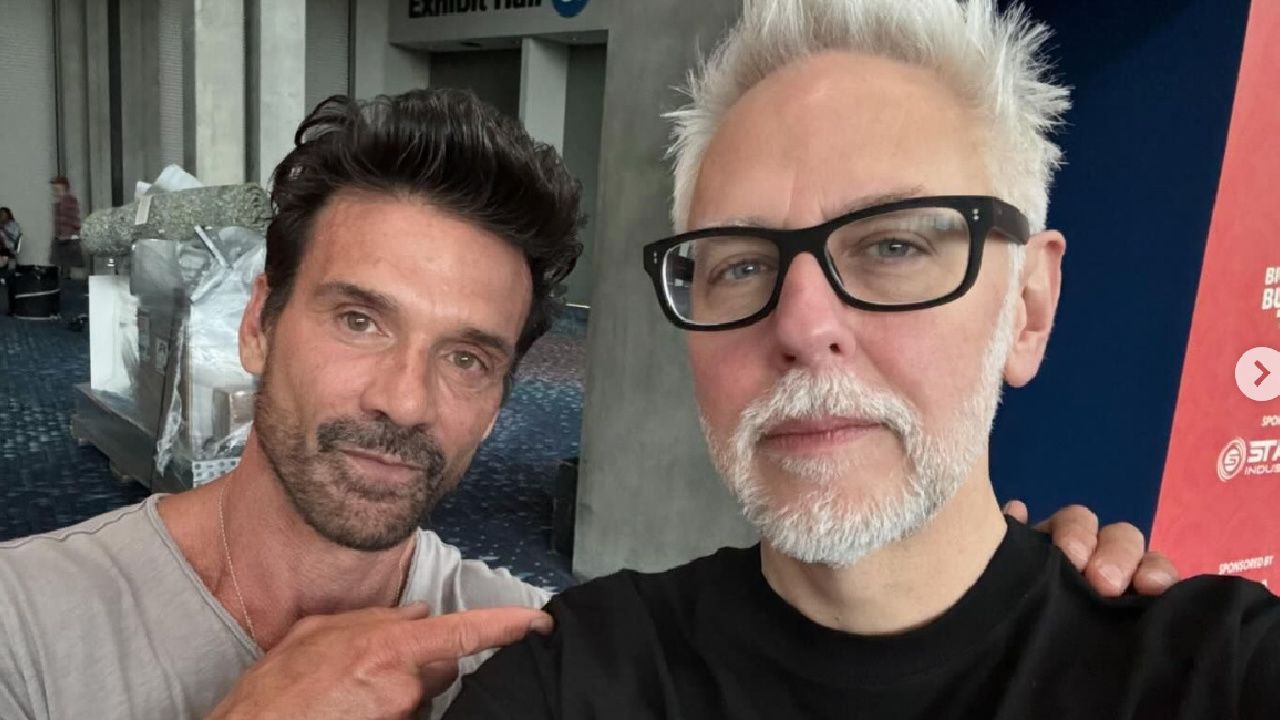 (L to R) Frank Grillo and director James Gunn on the set of 'Peacemaker' season 2. Photo: James Gunn's Instagram account.