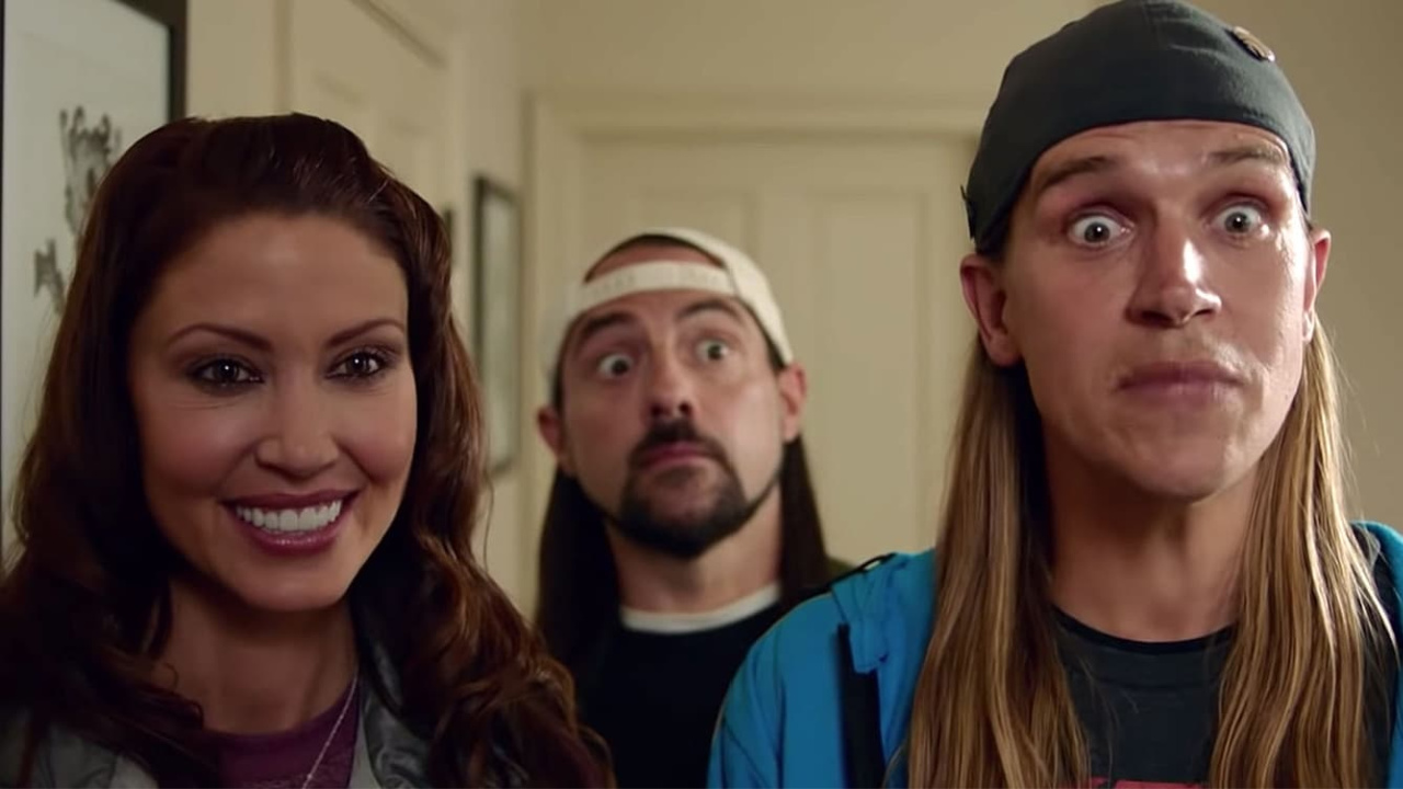 (L to R) Shannon Elizabeth, Kevin Smith and Jason Mewes in 'Jay and Silent Bob Reboot'. Photo: Saban Films.