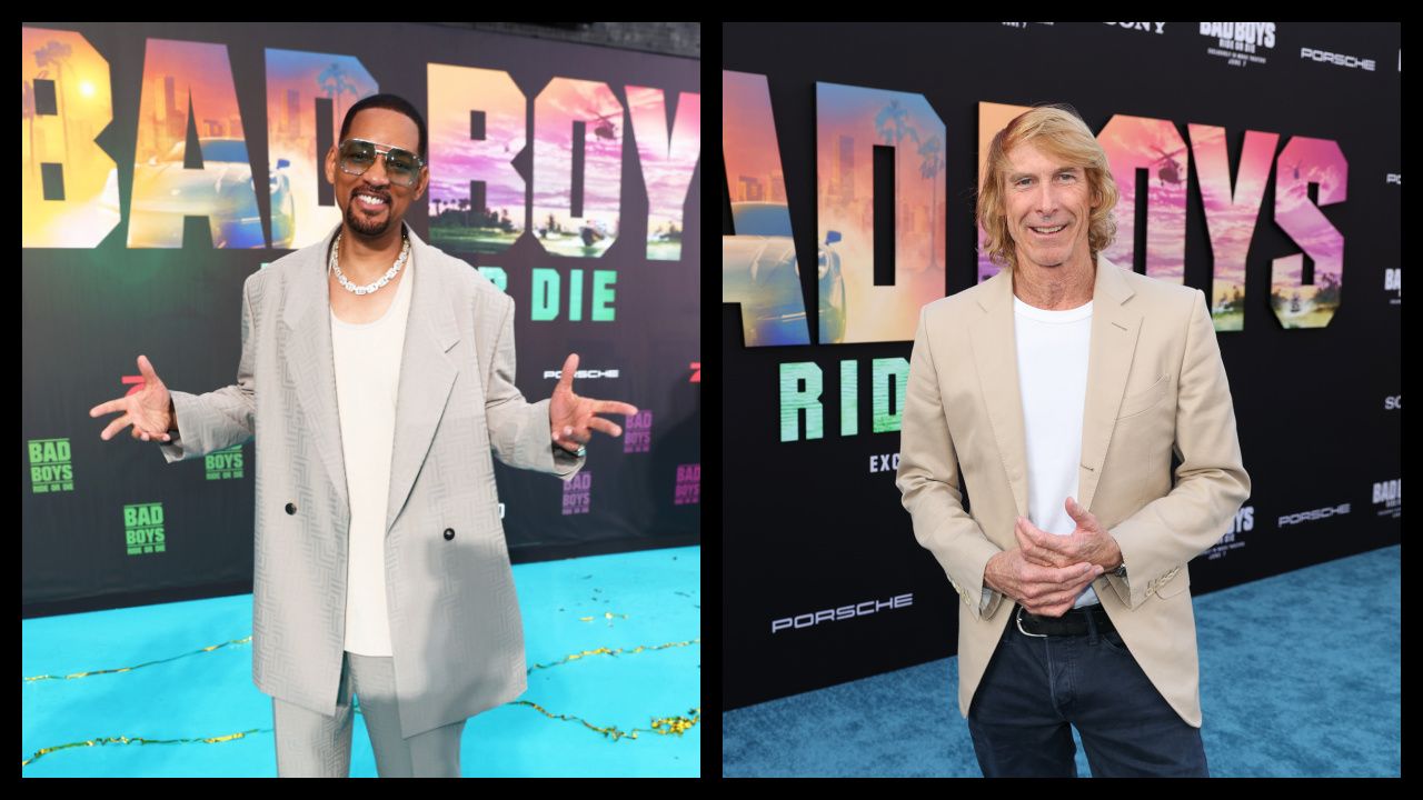 (Left) Will Smith attends the European premiere of 'Bad Boys: Ride Or Die' at Zoo Palast on May 27, 2024 in Berlin, Germany. Photo by Sebastian Reuter/Getty Images for Sony Pictures. (Right) Michael Bay attends the Los Angeles Premiere of Columbia Pictures' 'Bad Boys: Ride Or Die' at the TCL Chinese Theater on May 30, 2024 in Hollywood, California. Photo by Eric Charbonneau/Getty Images for Sony Pictures.