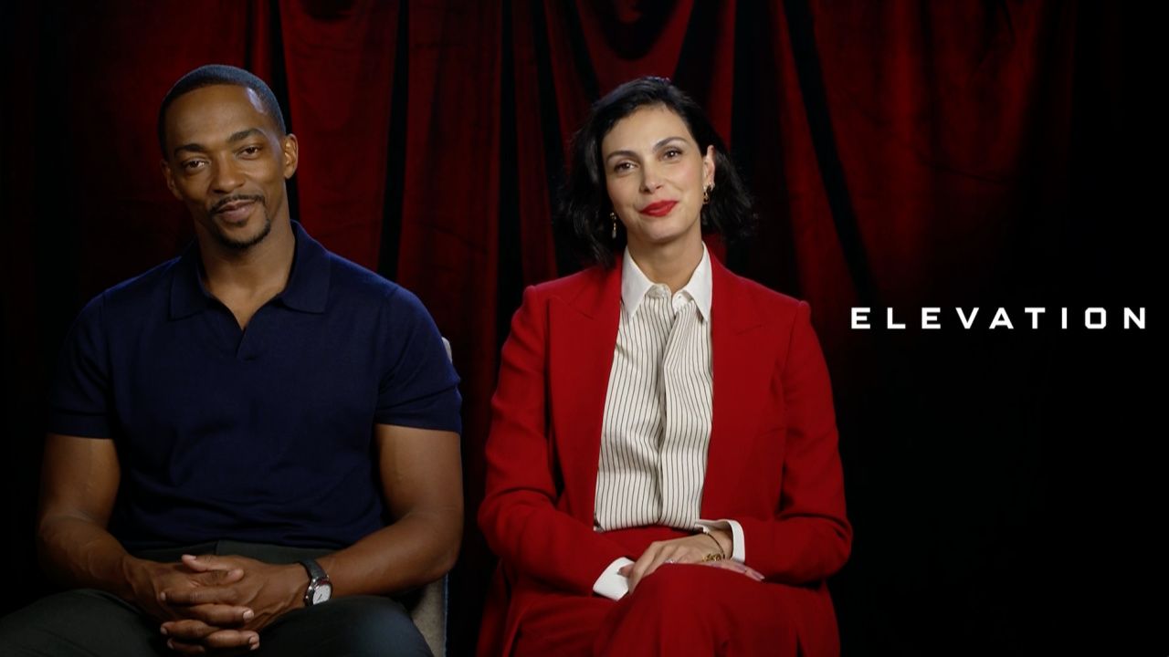 (L to R) Anthony Mackie and Morena Baccarin star in 'Elevation'.