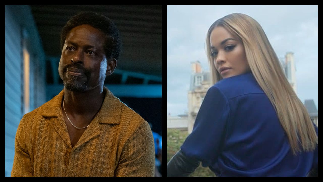 (Left) Sterling K. Brown stars as Cliff Ellison in writer/director Cord Jefferson’s 'American Fiction,' an Orion Pictures Release. Photo credit: Claire Folger. © 2023 Orion Releasing LLC. All Rights Reserved. (Right) Rita Ora in 'Rita Ora at the Eiffel Tower'. Photo: Concert NRJ.