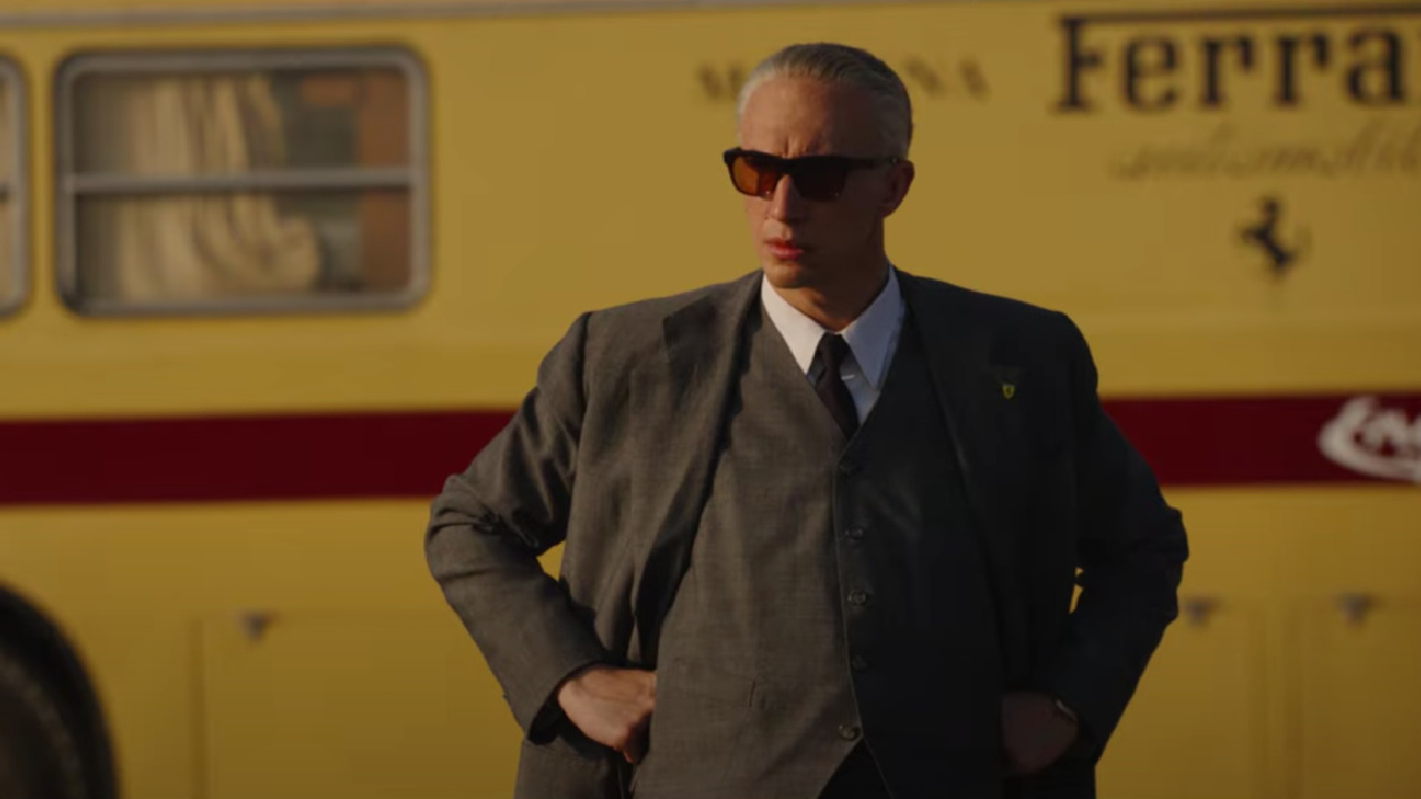 Adam Driver as Enzo Ferrari in director Michael Mann's 'Ferrari.' Photo: Neon.