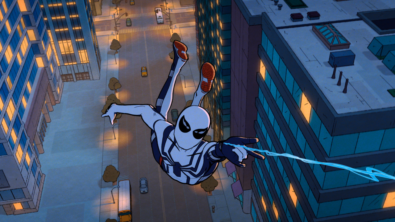 Peter Parker/Spider-Man (Hudson Thames) in Marvel Animation's 'Your Friendly Neighborhood Spider-Man', exclusively on Disney+. Photo courtesy of Marvel Animation. © 2024 Marvel. All Rights Reserved.