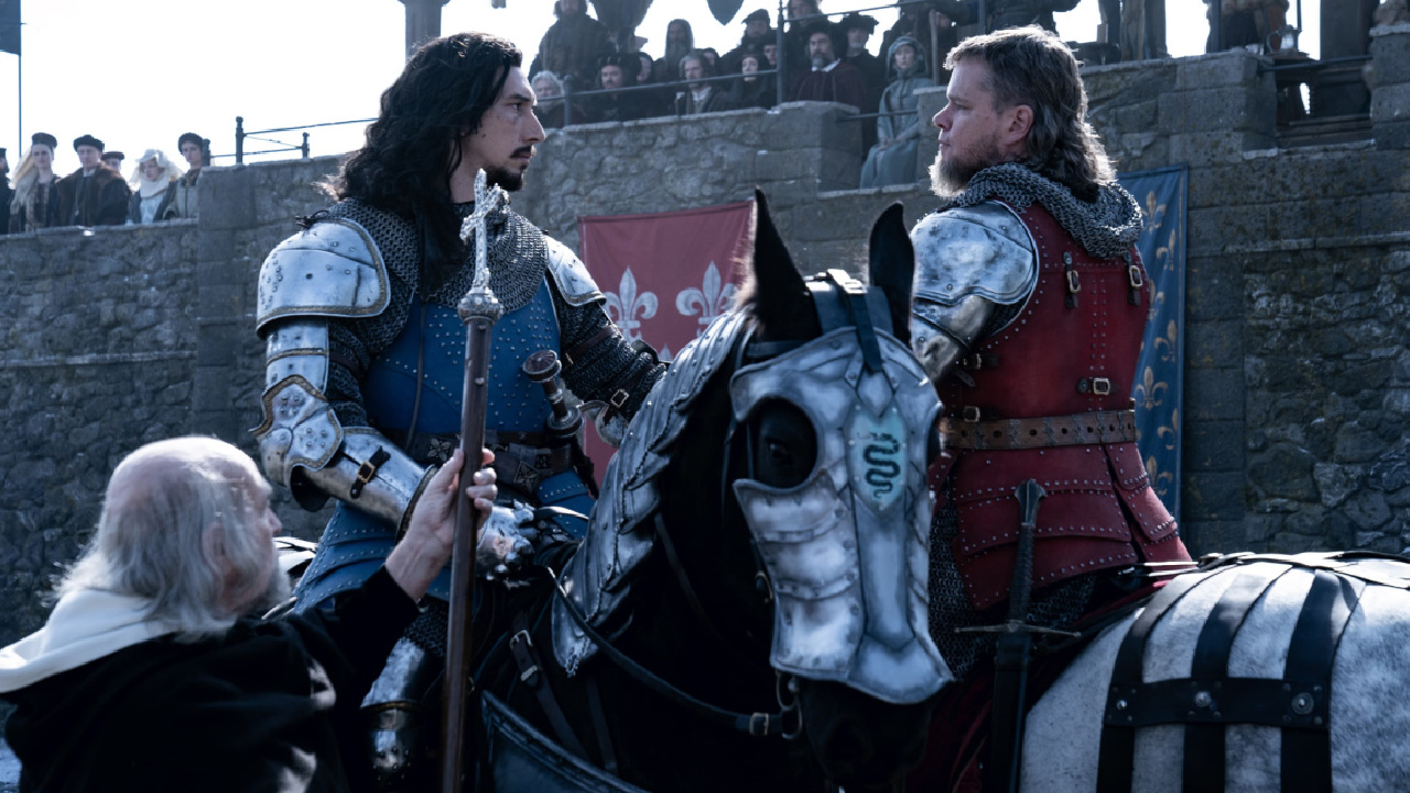 (L to R) Adam Driver and Matt Damon in 'The Last Duel.' Photo: 20th Century Studios.