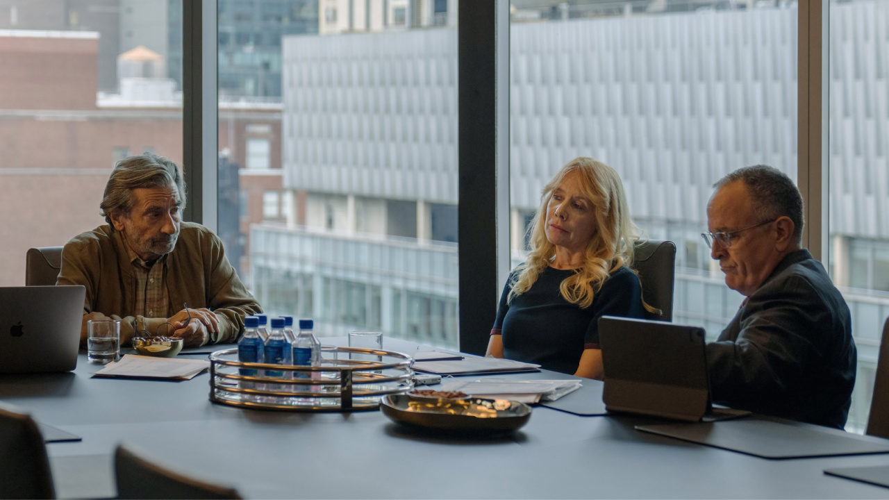 (L to R) Griffin Dunne, Rosanna Arquette and Adam Heller in Greenwich Entertainment's 'Ex-Husbands'. Credit: Wyatt Angelo, Courtesy of Greenwich Entertainment.