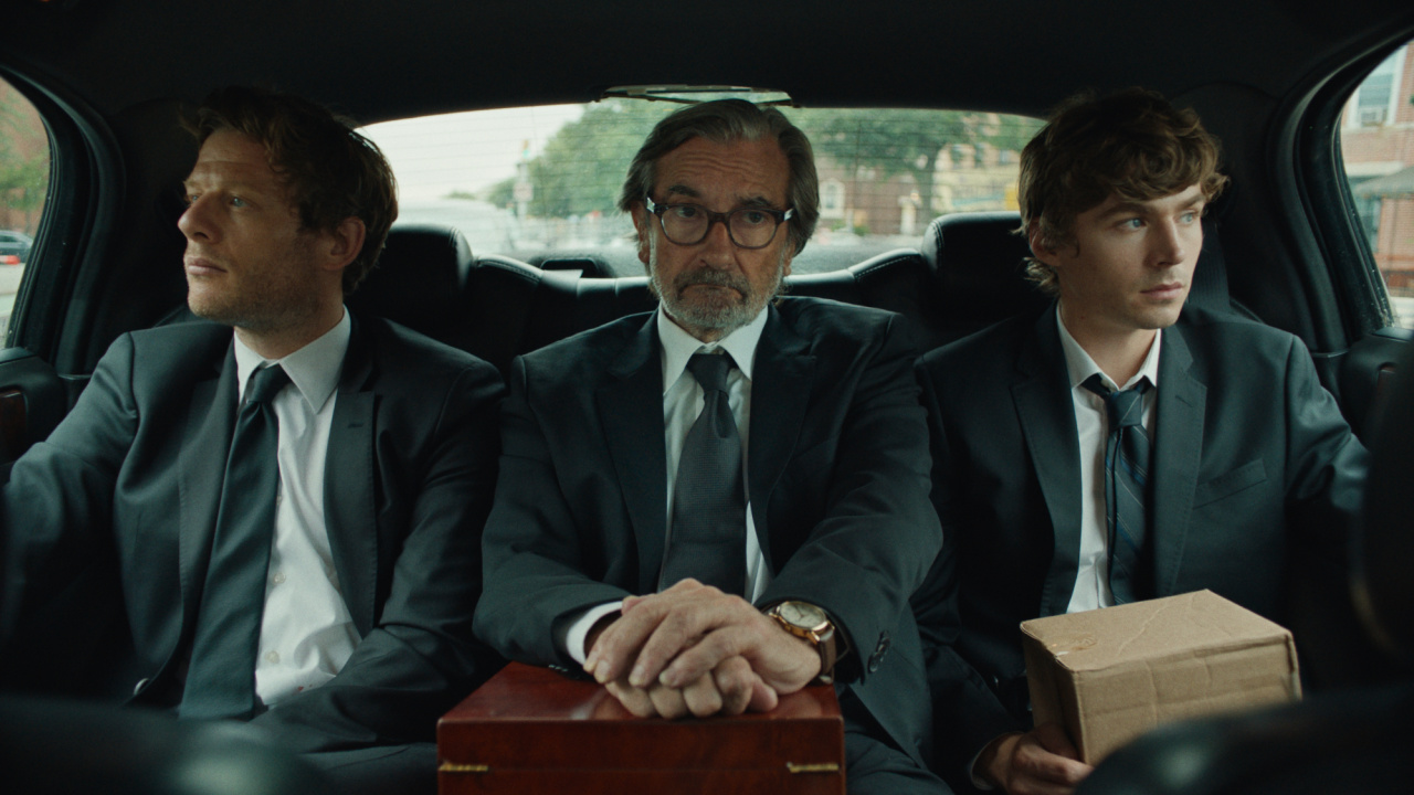 (L to R) Griffin Dunne, James Norton and Miles Heizer in Greenwich Entertainment's 'Ex-Husbands'. Credit: Wyatt Angelo, Courtesy of Greenwich Entertainment.