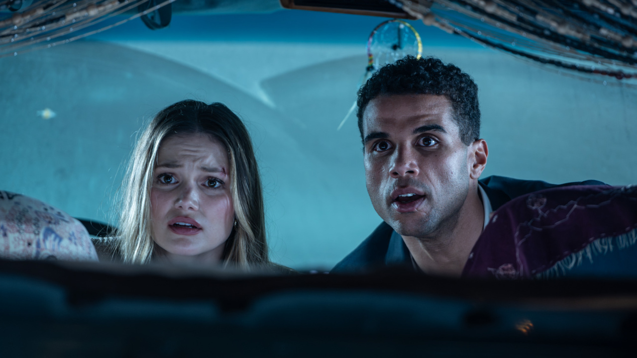 (L to R) Olivia Holt as Ally and Mason Gooding as Jay in Screen Gems and Spyglass Media Group's 'Heart Eyes'. Photo: Christopher Moss.