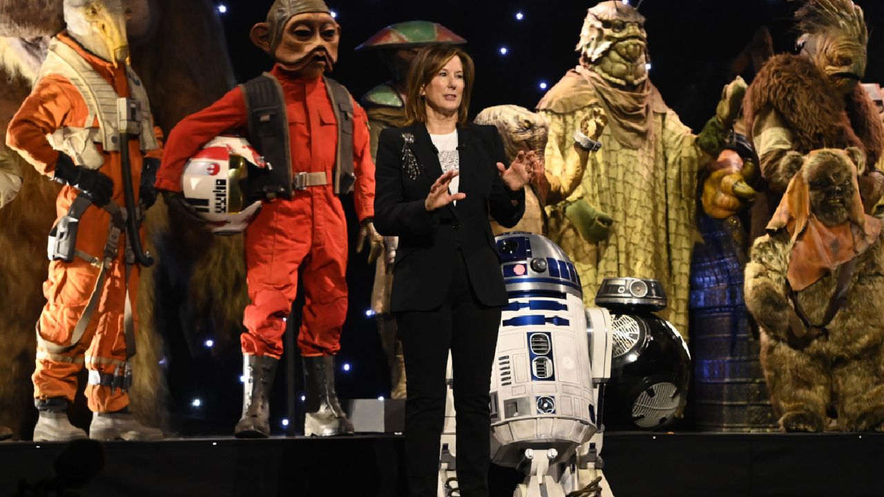 President of Lucasfilm Kathleen Kennedy at Star Wars Celebration 2023.