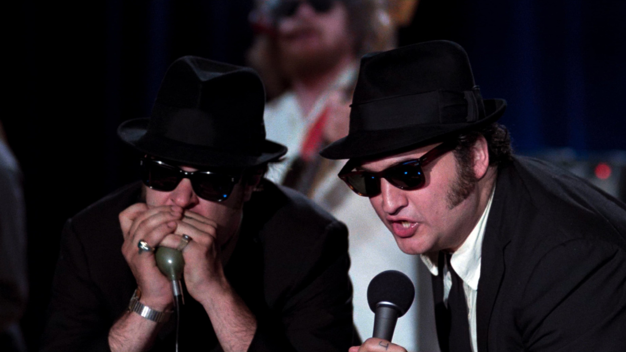 (L to R) Dan Aykroyd and John Belushi in 'The Blues Brothers'. Photo: Universal Pictures.