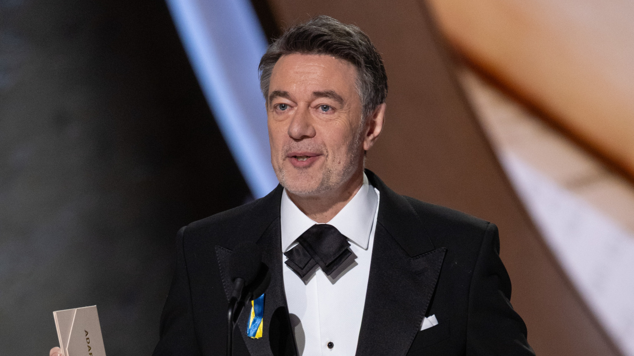 Peter Straughan accepts the Oscar® for Adapted Screenplay during the live ABC Telecast of the 97th Oscars® at the Dolby® Theatre at Ovation Hollywood on Sunday, March 2, 2025.