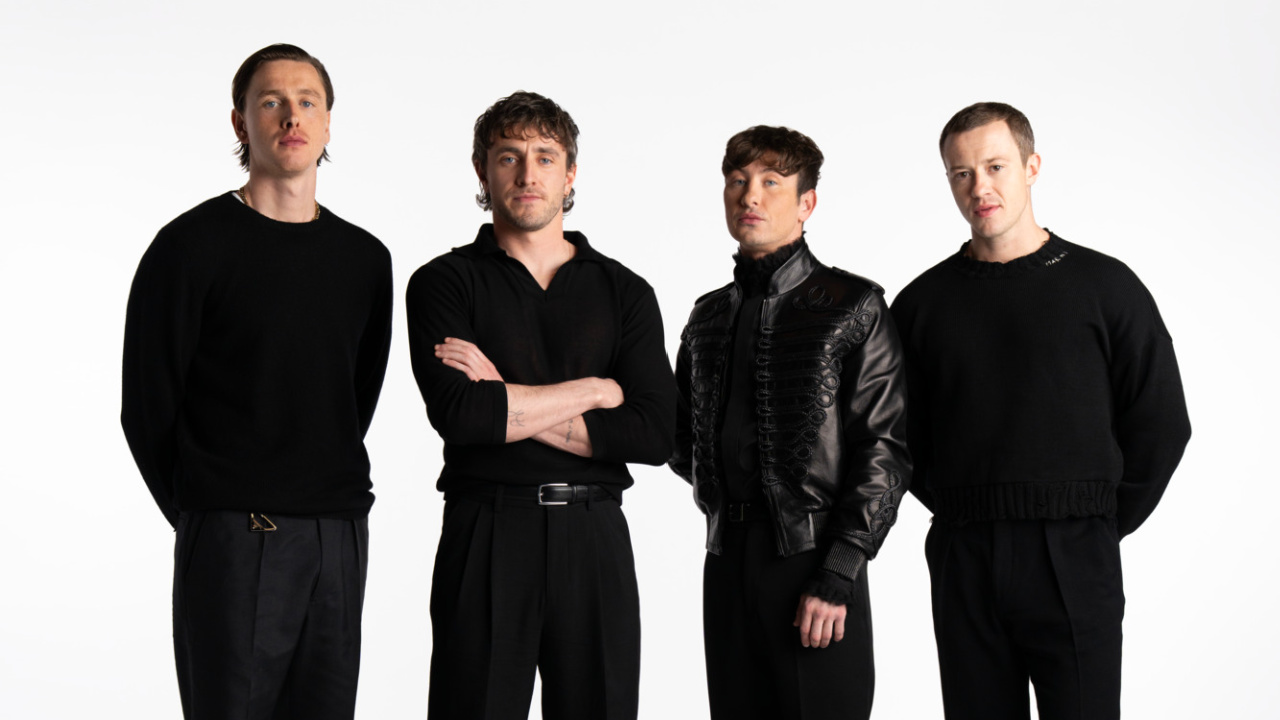 'The Beatles - A Four-Film Cinematic Event', directed by Sam Mendes. (L to R) Harris Dickinson (John Lennon), Paul Mescal (Paul McCartney), Barry Keoghan (Ringo Starr), and Joseph Quinn (George Harrison). In theaters April 2028. Photo by: John Russo.
