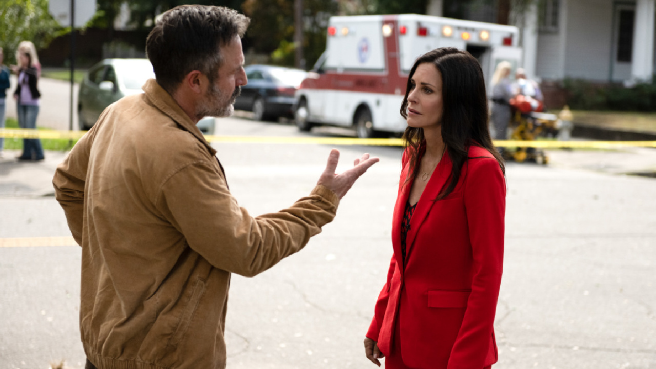 (L to R) David Arquette and Courteney Cox in Paramount Pictures "Scream."