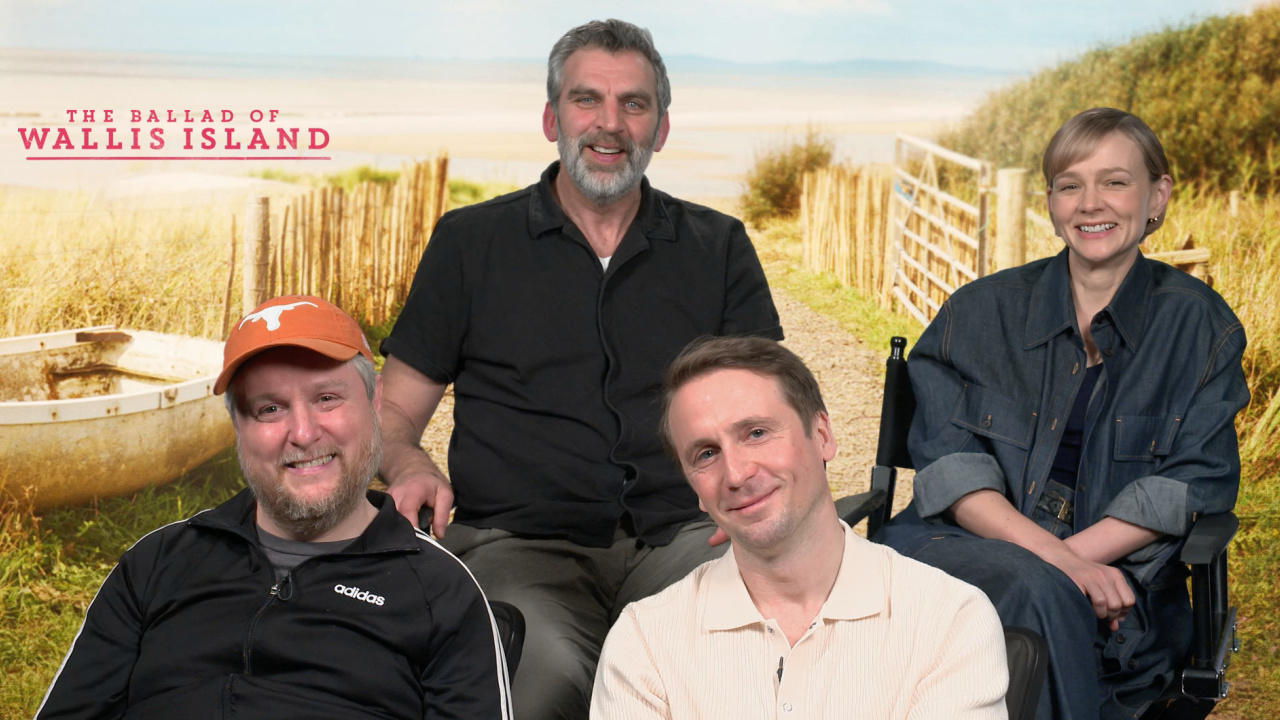 (L to R) Director James Griffiths, Carey Mulligan, Tim Key and Tom Basden talk 'The Ballad of Wallis Island'.