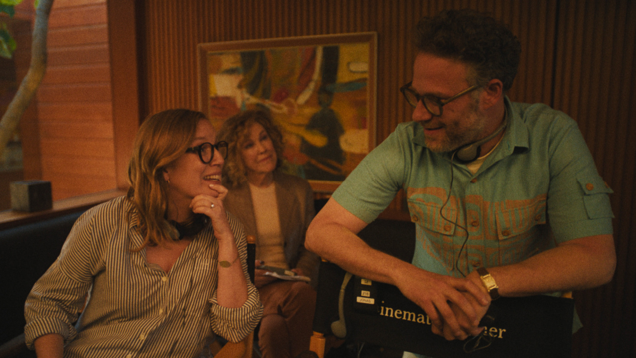 (L to R) Sarah Polley, Catherine O’Hara and Seth Rogen in 'The Studio,' premiering March 26, 2025 on Apple TV+.