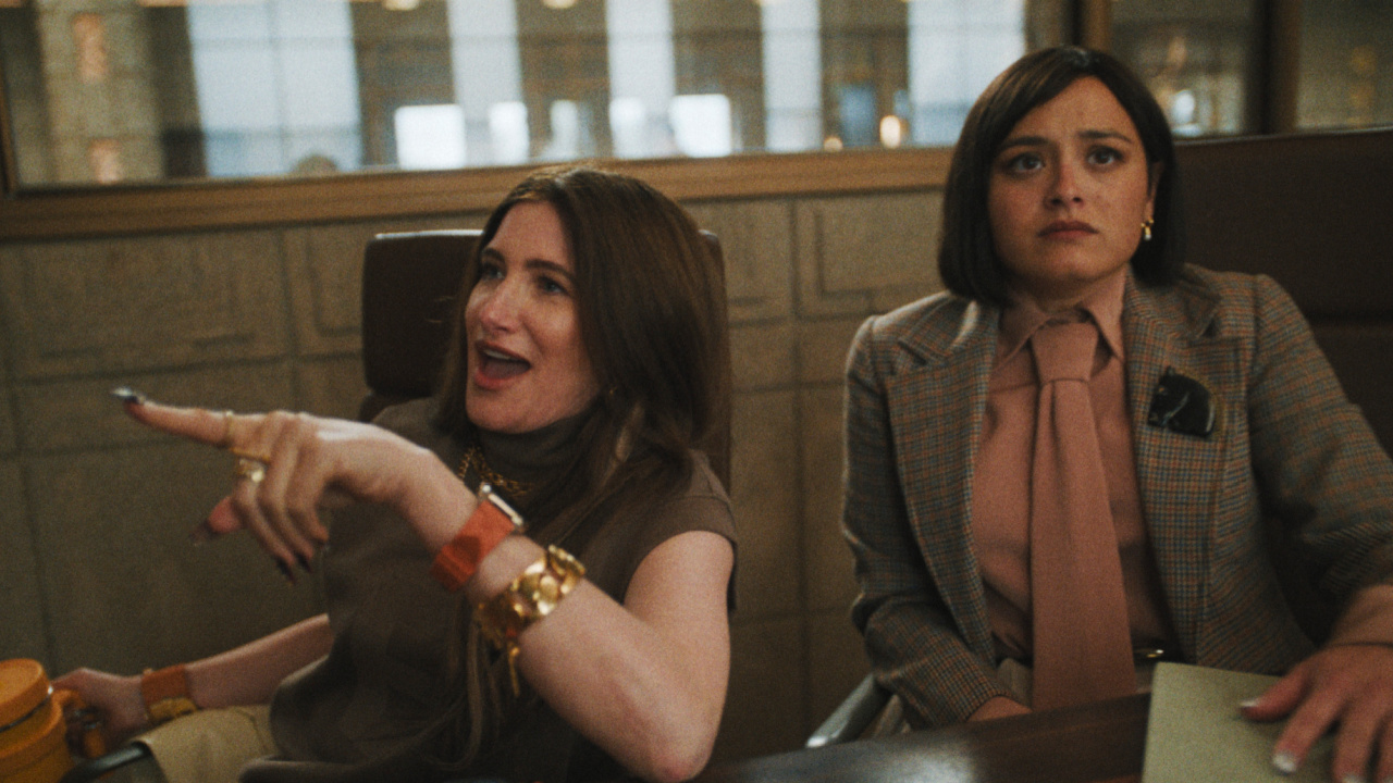 (L to R) Kathryn Hahn and Chase Sui Wonders in 'The Studio,' premiering March 26, 2025 on Apple TV+.