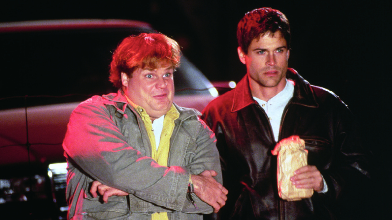 (L to R) Chris Farley and Rob Lowe in 'Tommy Boy'. Photo: Paramount Pictures.