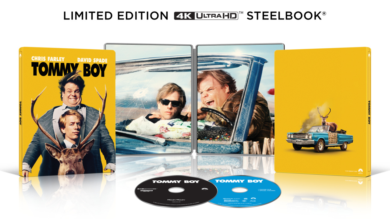 'Tommy Boy' will be available for the first time on 4K Ultra HD in a 4K/Blu-ray Combo or in a Limited-Edition SteelBook on March 25th.
