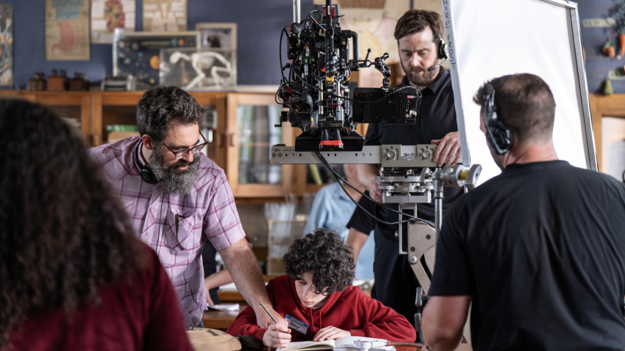 (L to R) Director Jared Hess and Sebastian Hansen on the set of Warner Bros. Pictures’ and Legendary Pictures’ 'A Minecraft Movie,' a Warner Bros. Pictures release. Photo Credit: Kristy Griffin. Copyright: © 2025 Warner Bros. Entertainment Inc. All Rights Reserved.