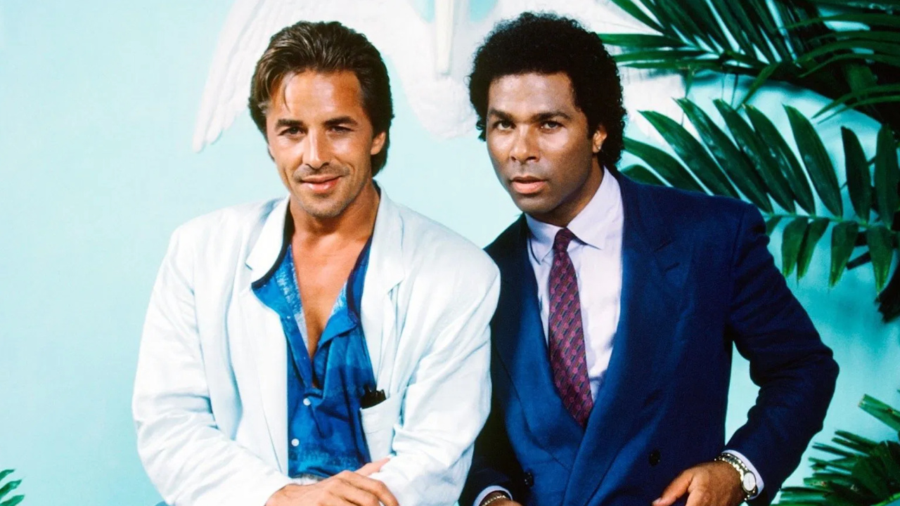 (L to R) Don Johnson and Philip Michael Thomas in the TV series 'Miami Vice'. Photo: NBC/Universal.