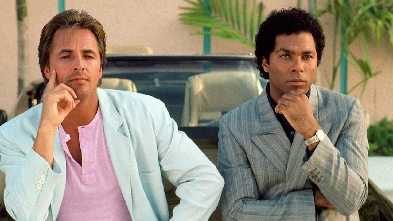(L to R) Don Johnson and Philip Michael Thomas in the TV series 'Miami Vice'. Photo: NBC/Universal.