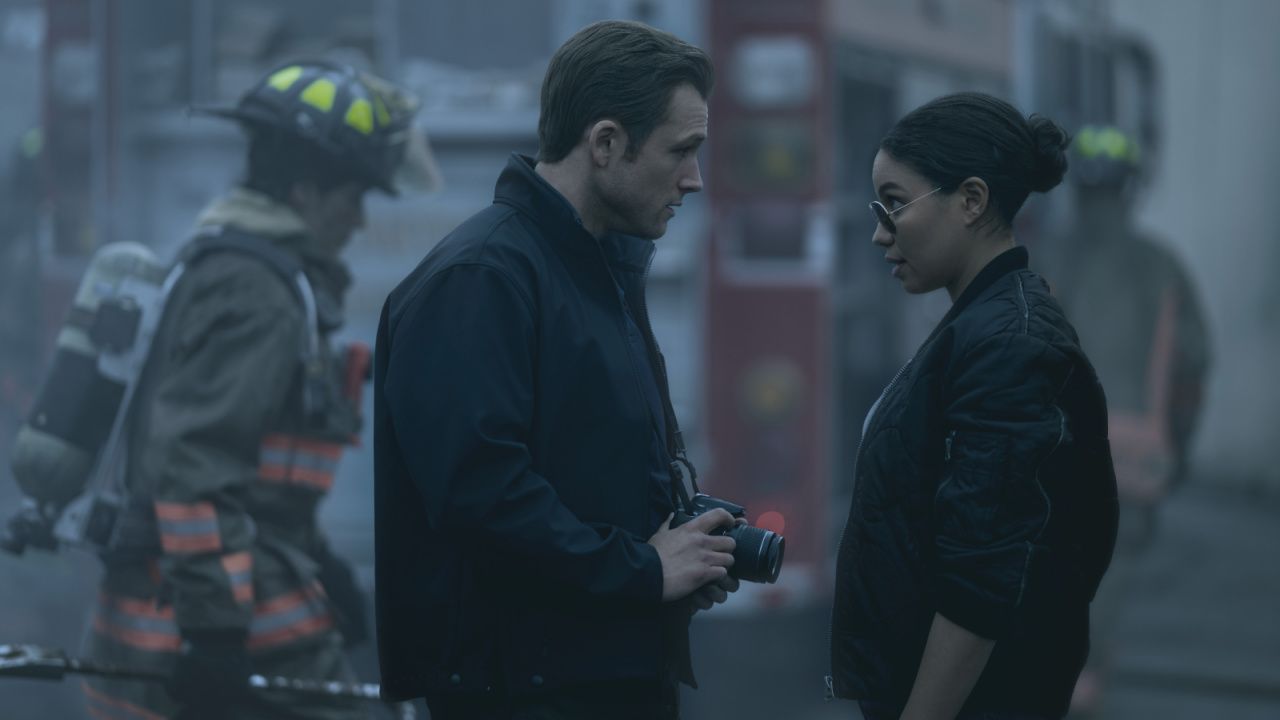 (L to R) Taron Egerton and Jurnee Smollett in 'Smoke,' premiering June 27, 2025 on Apple TV+.