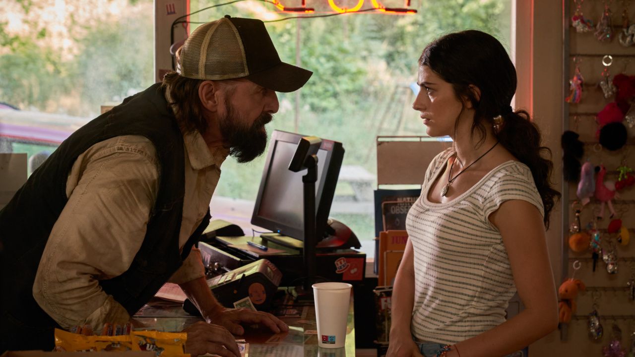 (L to R) Peter Stormare and Ella Rubin star in 'Until Dawn'. Photo: Kerry Brown. © 2024 Screen Gems, Inc. and TSG Entertainment II LLC. All Rights Reserved.