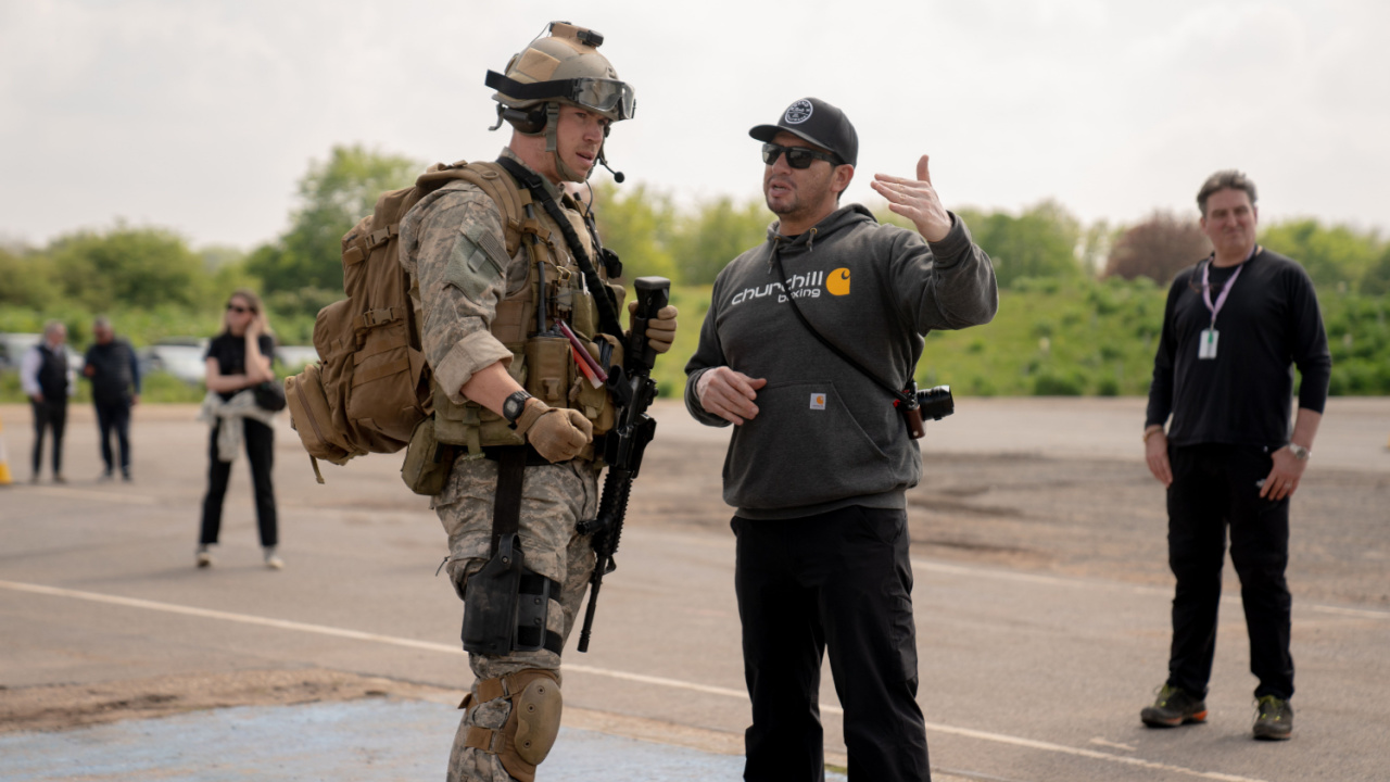 Director Ray Mendoza on the set of 'Warfare'. Photo: A24.