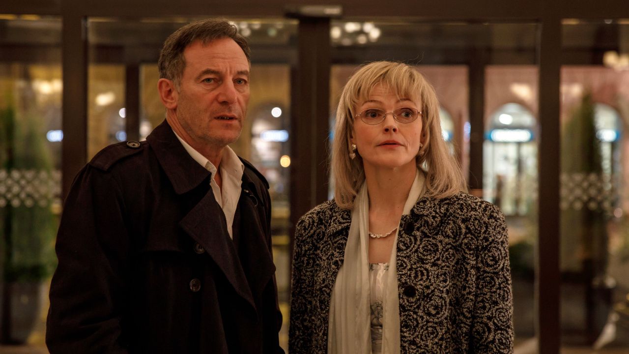 (L to R) Jason Isaacs and Maxine Peake in 'Words of War'. Photo: Decal.