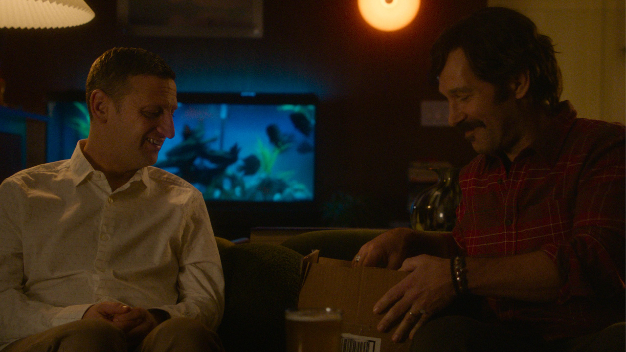 (L to R) Tim Robinson and Paul Rudd in 'Friendship'. Credit: Courtesy of A24.