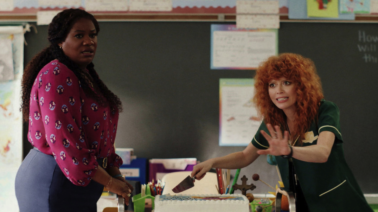 (L to R) Adrienne C. Moore and Natasha Lyon in 'Poker Face' season 2. Photo: Peacock.