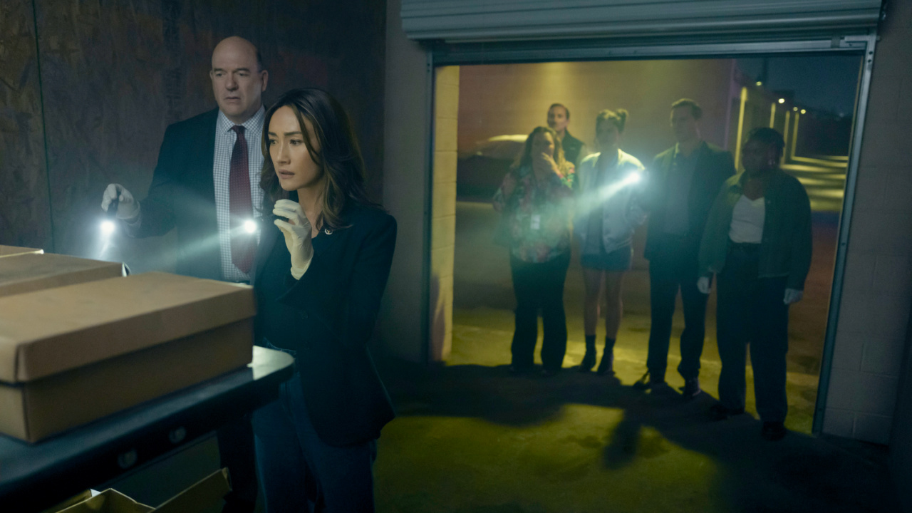 (L to R) John Carroll Lynch (Thomas Laffont) and Maggie Q (Renée Ballard) in 'Ballard'. Photo: Tyler Golden/Prime Video.