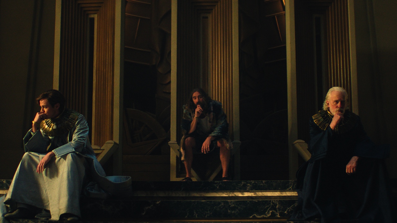 (L to R) Cassian Bilton, Lee Pace and Terrence Mann in 'Foundation,' premiering July 11, 2025 on Apple TV+.