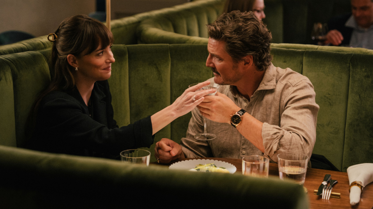 (L to R) Dakota Johnson and Pedro Pascal in 'Materialists'. Credit: Atsushi Nishijima.