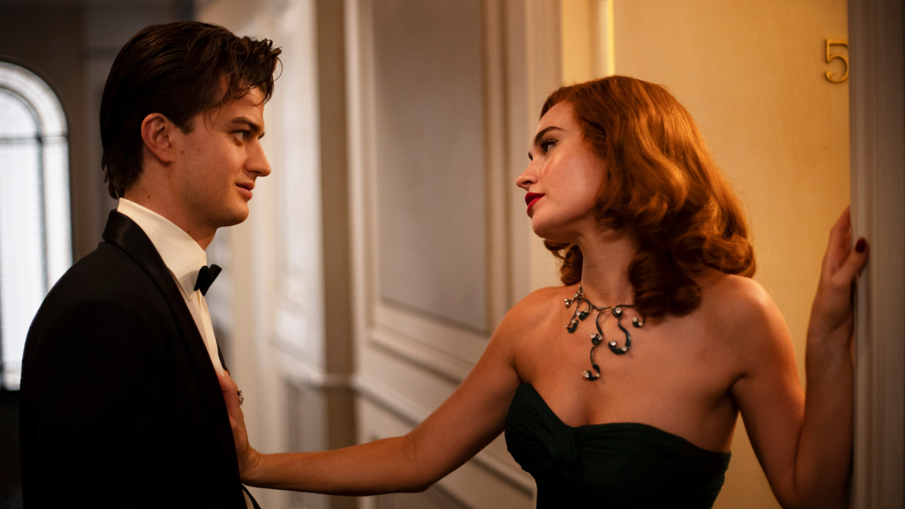 (L to R) Joe Keery and Lily James in 'Finally Dawn'. Photo: 01 Distribution.