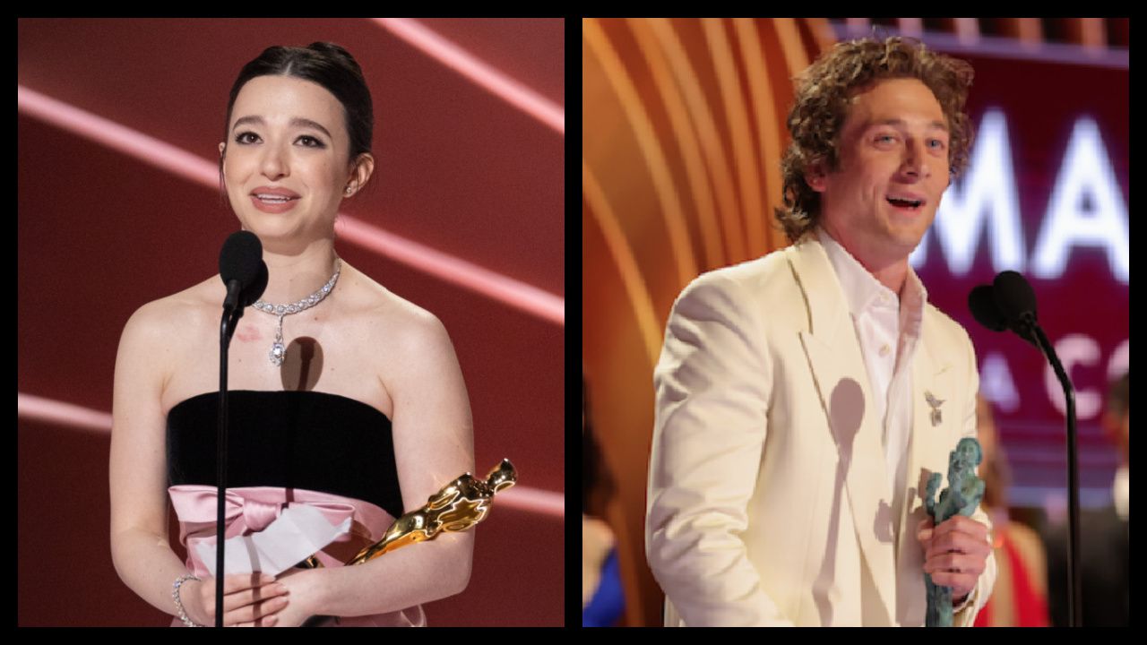(Left) Mikey Madison accepts the Oscar® for Actress in a Leading Role during the live ABC Telecast of the 97th Oscars® at the Dolby® Theatre at Ovation Hollywood on Sunday, March 2, 2025. Credit/Provider: Trae Patton / The Academy. Copyright: ©A.M.P.A.S. (Right) Male Actor in a Comedy Series, Jeremy Allen White, 'The Bear' 30th Screen Actors Guild Awards, Show, Shrine Auditorium, Los Angeles, California, USA - 24 Feb 2024. Credit: Photo by Christopher Polk/Shutterstock for SAG.