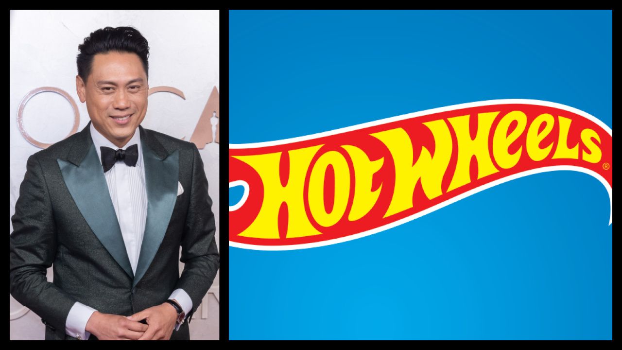 (Left) Jon M. Chu arrives on the red carpet of the 97th Oscars® at the Dolby® Theatre at Ovation Hollywood on Sunday, March 2, 2025. Credit/Provider: Etienne Laurent / The Academy. Copyright: ©A.M.P.A.S. (Right) Mattel's Hot Wheels logo. Photo: Mattel.