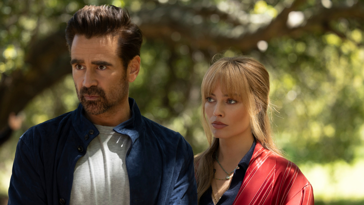 (L to R) Colin Farrell and Margot Robbie star in 'A Big Bold Beautiful Journey'. Photo: Matt Kennedy. © 2025 CTMG, Inc. All Rights Reserved. ALL IMAGES ARE PROPERTY OF SONY PICTURES ENTERTAINMENT INC. FOR PROMOTIONAL USE ONLY. SALE, DUPLICATION OR TRANSFER OF THIS MATERIAL IS STRICTLY PROHIBITED.