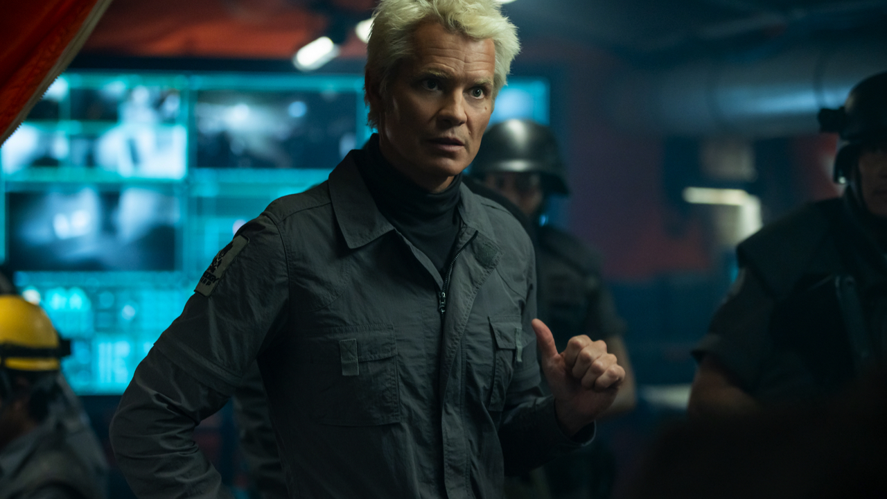 FX's ‘Alien: Earth’. Pictured: Timothy Olyphant as Kirsh. Photo: Patrick Brown/FX.